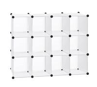 T-LoVendo Armario Modular Cubos. Estantería Zapatero plástico Blanco. Fácil Montaje. Librería Moderna. Ahorra Espacio. Salon, baño, Cocina. 12 Cubos