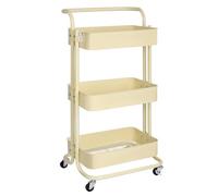 T-LoVendo Carro De Cocina Metalico con Ruedas. Carrito Auxiliar Multiuso.3 Cajones de Almacenamiento. 85x43x37cm. Ideal para Frutas, Verduras, Cocina, Salón, Oficina. Color Beige