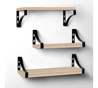 T-LOVENDO.ES Baldas Pared Madera Natural. Estantes flotantes o estantería. Repisas. Juego de 3 Piezas. Ideal salón, Sala Estar, baño, Cocina, decoración. Fácil Montaje. Resistente.