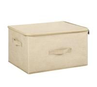 T-LOVENDO.ES Caja de Almacenamiento Plegable, Cesta con 2 Asas, Cajón con Tapa con Cremallera para Mantas Ropa Colcha, Cofre de Tela, Organizador para Dormitorio Armario Estante de Armario, 40L