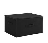 T-LOVENDO.ES Caja de Almacenamiento Plegable, Cesta con 2 Asas, Cajón con Tapa con Cremallera para Mantas Ropa Colcha, Cofre de Tela, Organizador para Dormitorio Armario Estante de Armario, 40L