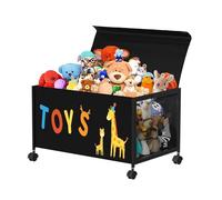 T-LOVENDO.ES Caja de juguetes para niños, baúl de almacenamiento, con ruedas de 360°, cajón de juguetes con tapa para niños, niñas, peluches, ropa, dormitorio, sala de estar, de juegos, 70L