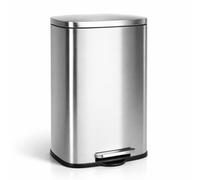 T-LOVENDO.ES Cubo de Basura 50L Grande de Acero Inoxidable con Pedal | Papelera con Tapa Anti-Olores | Sistema Sujeta Bolsas | Diseño Moderno | Apertura Suave y Silenciosa | Cocina Baño Oficina