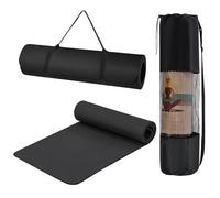 T-LOVENDO.ES Esterilla de Yoga Antideslizante con Funda y Correa | Colchoneta de EVA Alta Densidad para Pilates Fitness Estiramientos y Meditación | 183x61cm Gruesa, Ligera, Reforzada | Negra