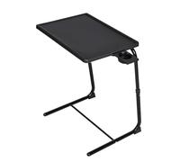 T-LOVENDO.ES Mesa Plegable Auxiliar pequeña portátil con Altura Ajustable Comedor. Ideal Escritorio Ordenador Sofa Cama o Cocina. con Posavasos. 3 ángulos, 6 Alturas. Negra.