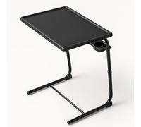 T-LOVENDO.ES Mesa Plegable Auxiliar pequeña portátil con Altura Ajustable Comedor. Ideal Escritorio Ordenador Sofa Cama o Cocina. con Posavasos. 3 ángulos, 6 Alturas.