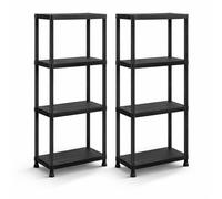 T-LOVENDO.ES Pack 2 Estanterías de Plástico modulares 130x60x30 cm con 4 baldas Resistentes| Estantería Almacenaje Interior y Exterior Garaje o Trastero| Montaje sin Herramientas