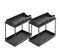 T-LOVENDO.ES Pack de 2 Estantes de Almacenamiento hogar | Organizadores de Espacio en Armario Cocina | Fregadero | con Ganchos | Bandeja extraíble | Cajones Ahorra Espacio