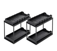 T-LOVENDO.ES Pack de 2 Estantes organizadores bajo Fregadero | Almacenamiento hogar | Ahorra Espacio en Armario Cocina | con Ganchos | Bandeja extraíble |Cajones