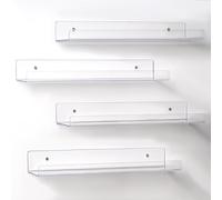 T-LOVENDO.ES Pack de 4 Estantes Flotante Acrílico Transparente, Flotante, Repisas de Pared Decorativas, 38 cm, Estante para Sala de Estar, Dormitorio, Cocina, Baño Oficia, Baldas Pared Almacenaje