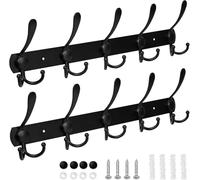 T-LOVENDO.ES Pack de DOS, Perchero de Pared de Metal, Perchas Triples de Acero Inoxidable, Montaje en Pared, 5 Ganchos Triples para Entrada, Recibidor, Dormitorio, Baño, Cocina, Abrigos, Ropa