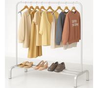 T-LOVENDO.ES Perchero Burro Ropa Resistente | Estable y Estrecho | Sin Ruedas | Con balda Zapatero | Capacidad de carga 30kg | Fácil montaje | Metálico | Entrada Recibidor o dormitorio