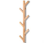 T-LOVENDO.ES Perchero de pared madera maciza de haya vertical 6 Ganchos. Moderno. (Natural)