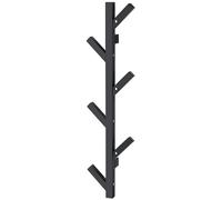 T-LOVENDO.ES Perchero de pared madera maciza de haya vertical 6 Ganchos. Moderno. (Negro)