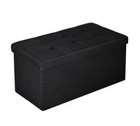 T-LOVENDO.ES Puff de almacenaje Plegable, Banco con Almacenamiento, Otomana, Baúl, Taburete Reposapiés, Acolchado, para Dormitorio, Sala de Estar, Pasillo, Mediano 76 x 38 x 38 cm. Carga hasta 300kg.