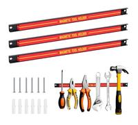 T-LOVENDO.ES Set de 3 Barras Magnéticas para Herramientas | Soporte Metálico de Pared con Imán Fuerte y Tornillos | 45 cm | Organizador para Taller, Garaje, Cocina o Bricolaje