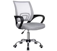 T-LOVENDO.ES Silla de Oficina o Escritorio Ergonómica con Ruedas y Soporte Lumbar. Juvenil. Altura Regulable. Color Gris
