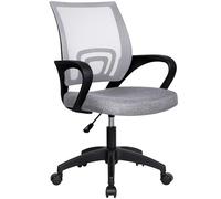 T-LOVENDO.ES Silla de Oficina o Escritorio ergonómica con Soporte Lumbar, Malla Transpirable, Regulable en Altura, Ruedas antiarañazos, Color Gris