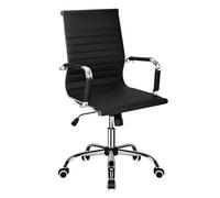 T-LOVENDO.ES Silla de Oficina o escritorio Negra de Diseño Moderno y elegante - Ergonomica y Reclinable - de Piel Cuero Sintetico. Ideal Sala de reuniones
