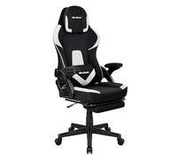 T-LOVENDO.ES Silla Gamer Gaming Profesional, Ergonómica, de Tela Transpirable y Antimanchas, Reposabrazos Abatibles, con Reposapiés. para Adultos. Altura Regulable y Respaldo Abatible.