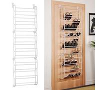 T-LOVENDO.ES Zapatero detrás de la puerta 24 pares. Organizador de zapatos y zapatillas. Zapatero colgante. Plástico y metal Blanco.