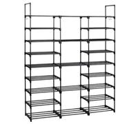 T-LOVENDO.ES Zapatero Grande y Estrecho Entrada recibidor. Mueble Organizador de Zapatos Armario estantería 157x31x127cm. 9 Niveles. Tubos de Hierro. Ganchos Laterales. hasta 50 Pares. Negro