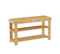 T-LoVendo Estante para Zapatos, Zapatero de bambú, para Entrada, Banco Organizador de Almacenamiento de Zapatos de bambú con 3 Niveles, para Cama, Dormitorio, Pasillo, Color Natural