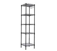 T-LoVendo Estantería Baño, 5 Baldas, Estantería Metal, para Baño, Cocina, Salón, 5 Hojas de PP, con Ganchos Desmontables, 30 x 30 x 123,5 cm, Carga Total de 100 kg