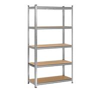 T-LoVendo Estantería Metálica Almacenaje de Acero Galvanizado + 5 Baldas MDF, 180 x 90 x 40cm, Modular, Baldas Ajustables, trastero, Garaje