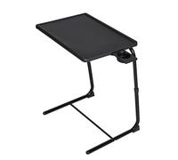 T-LoVendo Mesa Auxiliar Plegable con Altura Ajustable, Forma de C, con 6 Alturas (de 52 a 71 cm), con Posavasos, 3 Ángulos Ajustables, para Ordenador Portátil, Lectura, Sofá, Sillón