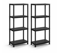 T-LoVendo - Pack 2 Estanterías de Plástico modulares 130x60x30 cm con 4 baldas Resistentes| Estantería Almacenaje Interior y Exterior Garaje o Trastero| Montaje sin Herramientas