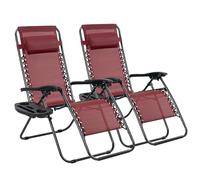 T-LoVendo Pack 2 Tumbonas o Sillas de Exterior Plegables para jardín, Playa, Piscina, terraza. Gravedad Zero 2 Unidades, Acero Ligero, Portavasos y Reposacabezas.