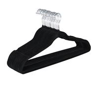T-Lovendo Pack de 20, 30 o 50 Perchas de Ropa de Plástico Antideslizantes Negras - Ahorra espacio - Cabezal Giratorio - Para Camisetas, Pantalones, y Camisas - Ranuras para Hombros
