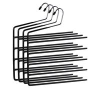 T-LoVendo Pack de 4 Perchas para Pantalones, Percha múltiple, 5 Niveles, Ahorrar Espacio, Organizador Perchas, Antideslizante, para Ropa, Vaqueros, Corbatas, Bufandas, Vestidos, Toallas