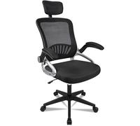 T-Lovendo - Silla de Oficina o Escritorio reclinable y ergonómica con Reposabrazos Ajustables. con Reposacabezas. Respaldo Transpirable de Malla. Ideal Oficina, Trabajo en casa.