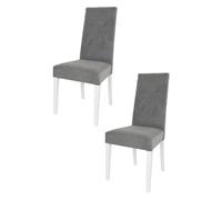 t m c s Tommychairs - Set 2 sillas Nicole para Cocina, Comedor, Bar y Restaurante, solida Estructura en Madera de Haya Blanca y Asiento tapizado en Terciopelo Color Gris Oscuro