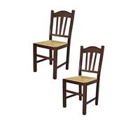 t m c s Tommychairs - Set 2 sillas Silvana para Cocina y Comedor, Estructura en Madera de Haya Color Nuez Oscuro y Asiento en Paja