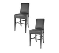 t m c s Tommychairs - Set 2 taburetes Bajos Luisa para Cocina y Bar, con Estructura en Madera de Haya Pintada Color Negro y Asiento tapizado en Polipiel Negra