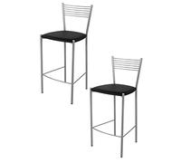 t m c s Tommychairs - Set 2 taburetes Elegance para Cocina y Bar, con Estructura en Acero Pintado Aluminio y Asiento tapizado en Polipiel Color Negro