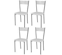 t m c s Tommychairs - Set 4 sillas Elena para Cocina, Comedor, Bar y Restaurante, Estructura en Acero Cromado y Asiento tapizado en Polipiel Color Blanco