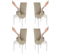 t m c s Tommychairs - Set 4 sillas tapizadas con Funda removible Modelo Jazz para Cocina, Bar y Restaurante, Estructura en Haya Blanca, Asiento y Respaldo Forrado con Funda de Tela Gamuza New