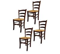 t m c s Tommychairs - Set 4 sillas Venezia para Cocina y Comedor, Estructura en Madera de Haya Color Nuez y Asiento en Paja