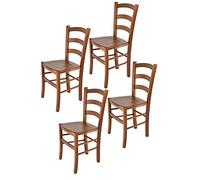 t m c s Tommychairs - Set 4 sillas Venice para Cocina y Comedor, Estructura en Madera de Haya Color Nuez Claro y Asiento en Madera