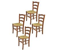 t m c s Tommychairs - Set 4 sillas Venice para Cocina y Comedor, Estructura en Madera de Haya Color Nuez Claro y Asiento en Paja