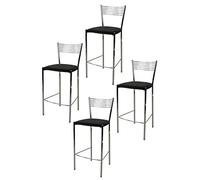 t m c s Tommychairs - Set 4 taburetes Elegance para Cocina y Bar, con Estructura en Acero Cromado y Asiento tapizado en Polipiel Color Negro