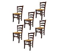 t m c s Tommychairs - Set 6 sillas Venezia para Cocina y Comedor, Estructura en Madera de Haya Color Nuez y Asiento en Paja