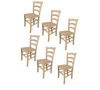 t m c s Tommychairs - Set 6 sillas Venezia para Cocina y Comedor, Estructura en Madera de Haya lijada, no tratada, 100% Natural y Asiento en Madera