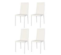 t m c s Tommychairs - Set de 4 Sillas apilables Modelo Julia para Cocina, Comedor, Bar y Restaurante, Robusta Estructura de Acero Acolchada y tapizada en Polipiel Blanca