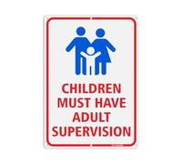 T&R Children Must Have Adult Supervision Sign - 1 paquete - 14 x 10 pulgadas .040 aluminio pesado libre de óxido, reflectante, impermeable, resistente a la intemperie y a la decoloración, 6 agujeros
