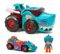 T-Racers Mega Wheels T-Shark - Vehículo-Lanzador con 1 piloto y 1 vehículo exclusivos. Compatible con Otros Coches